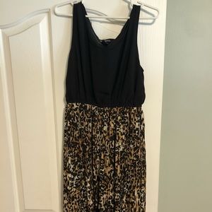 Black animal print high-low dress